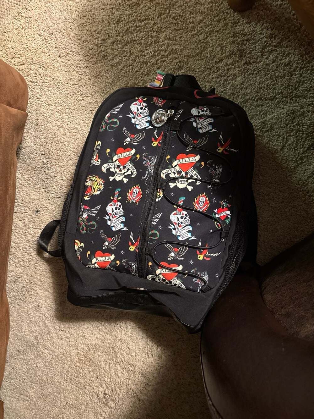 Ed Hardy Love Kills Slowly Tattoo Print Backpack